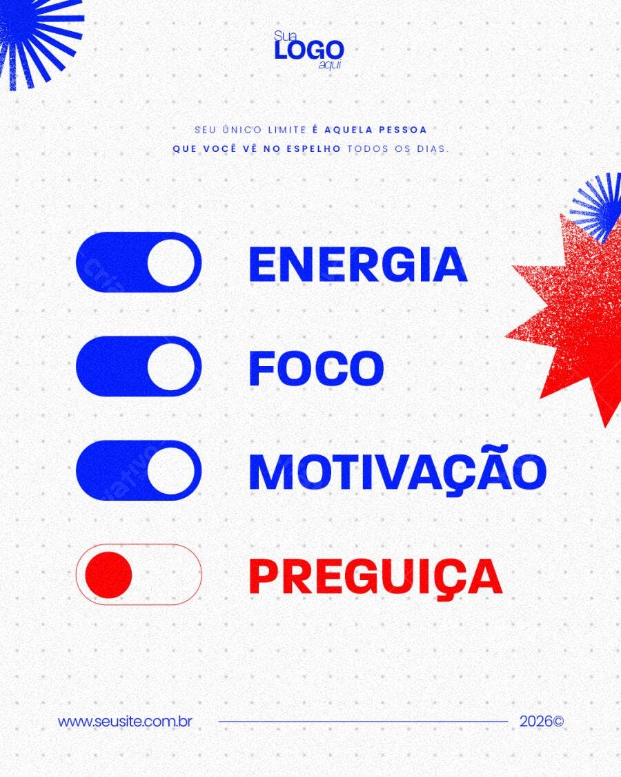 Post Instagram Motivacional Energia Foco PSD Editável