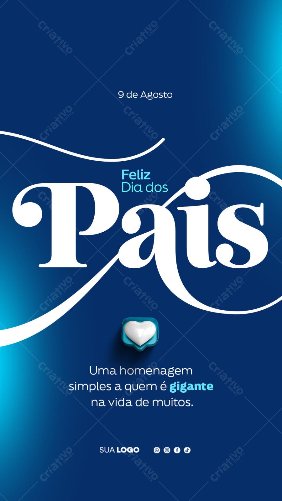 Story Dia dos Pais Agosto Azul Moderno PSD Editável