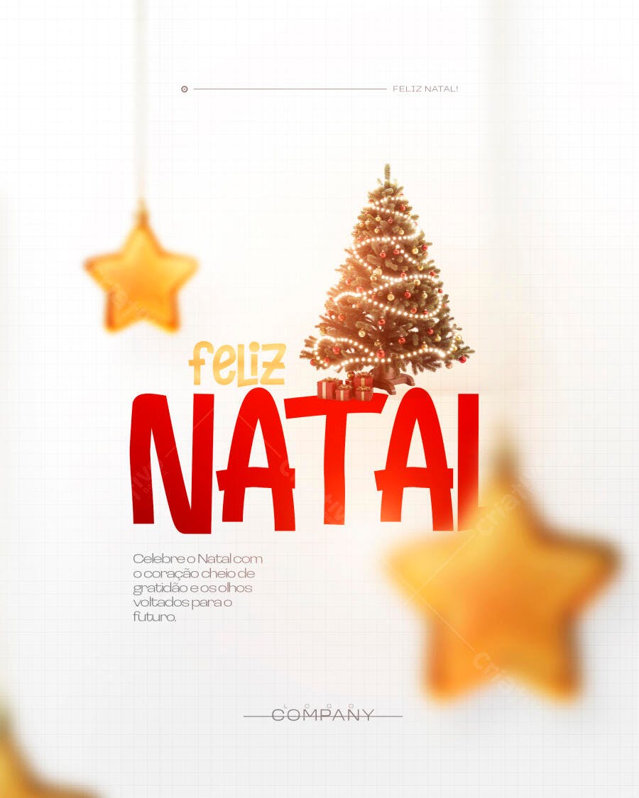 Flyer Natal Dezembro Árvore Estrelas PSD Editável