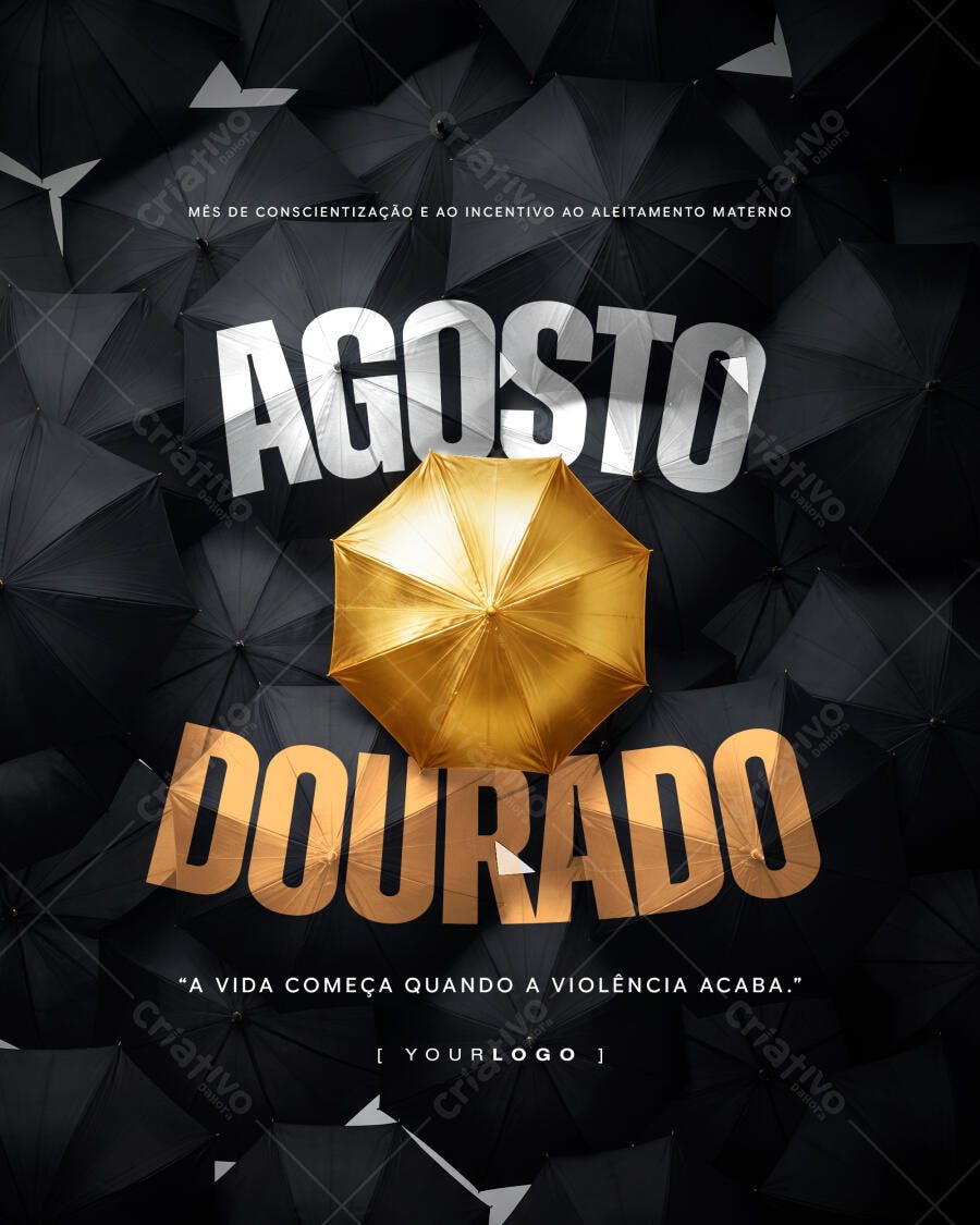 Post Agosto Dourado Aleitamento Materno PSD Editável