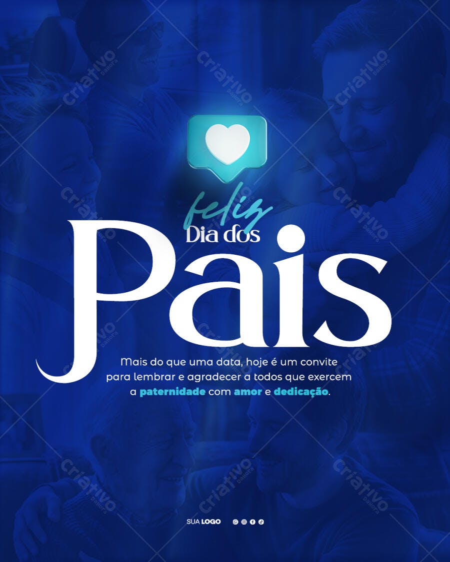 Post Instagram Dia dos Pais Agosto PSD Editável