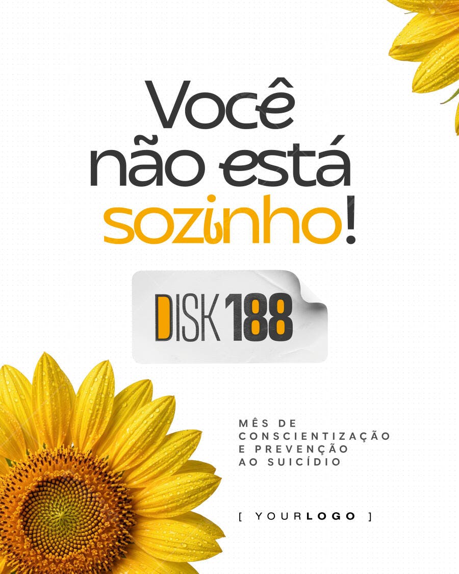 Post Instagram Setembro Amarelo Conscientização PSD Editável