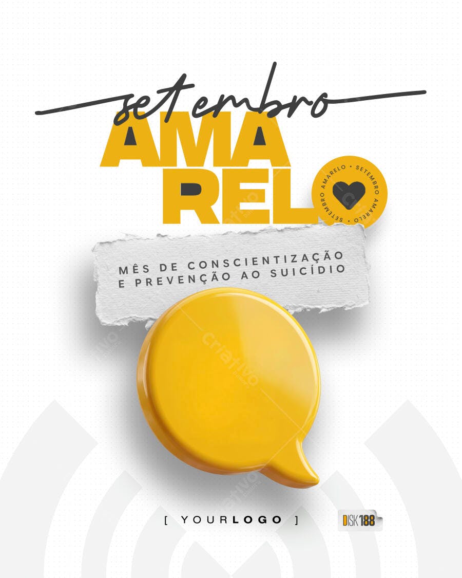 Post Setembro Amarelo Conscientização PSD Editável