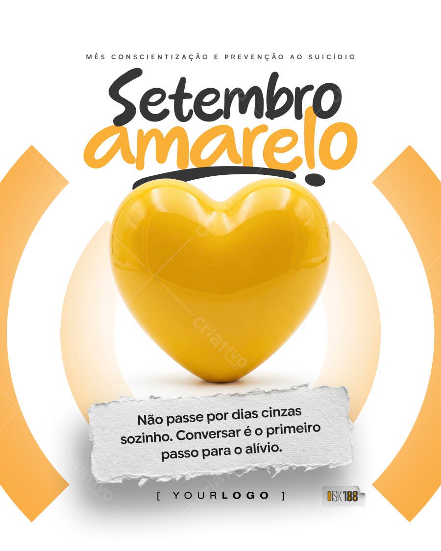 Post Setembro Amarelo Conscientização PSD Editável