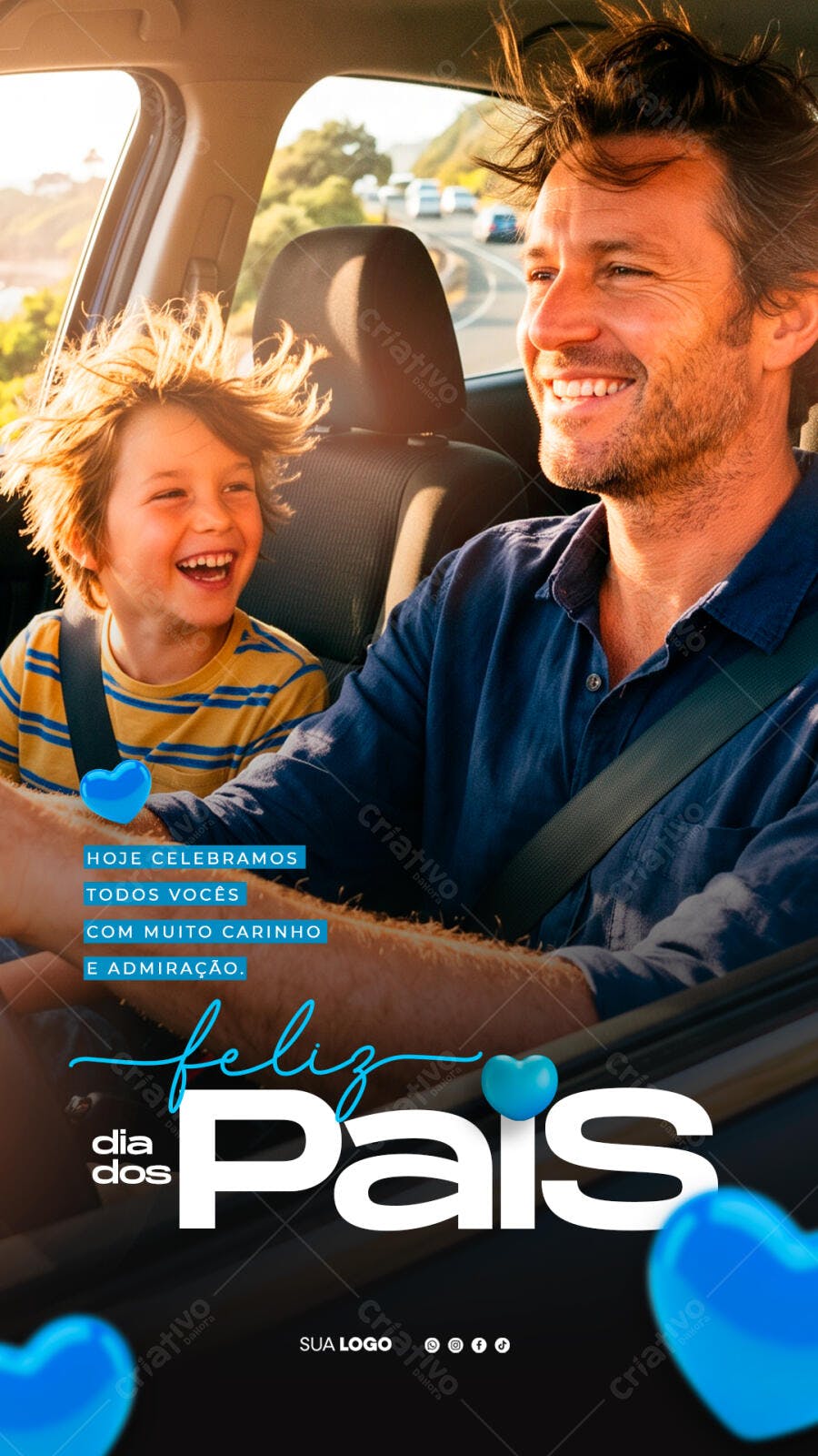 Story Dia dos Pais Agosto Família Carro PSD Editável