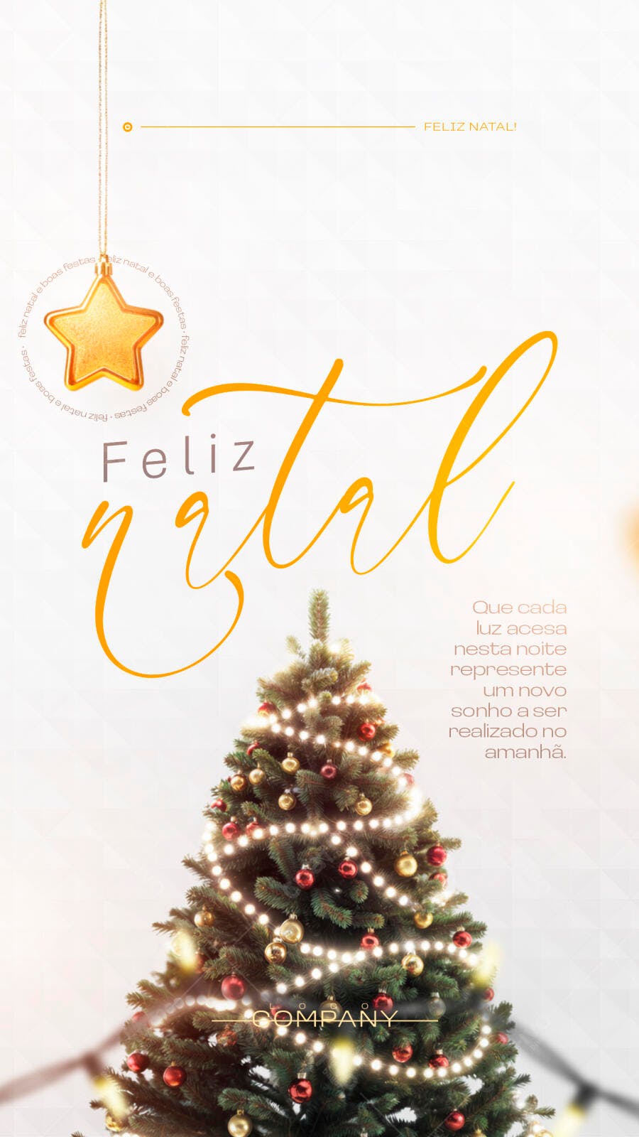 Story Instagram Feliz Natal Árvore Dourada PSD Editável