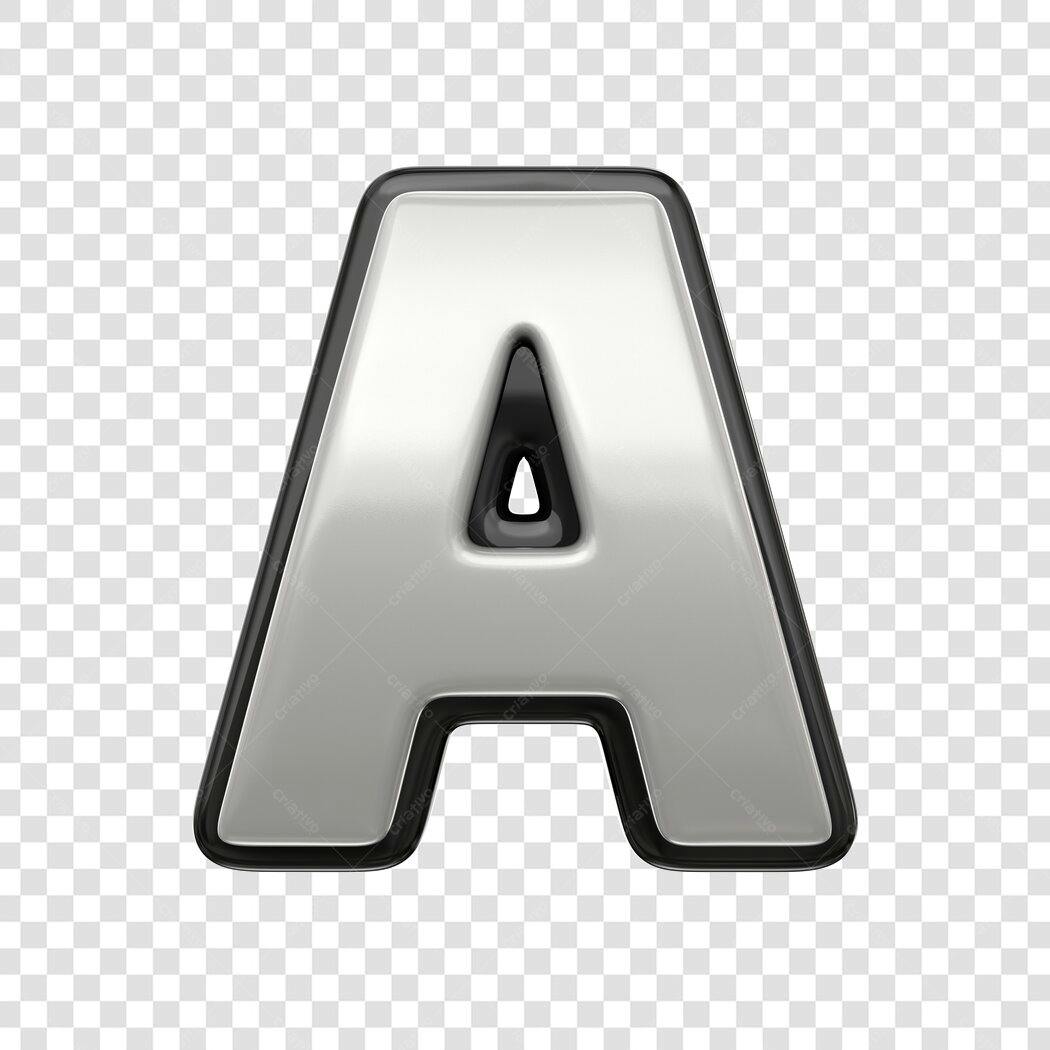 Elemento 3D Letra A Prata Metalizada PNG Fundo Transparente