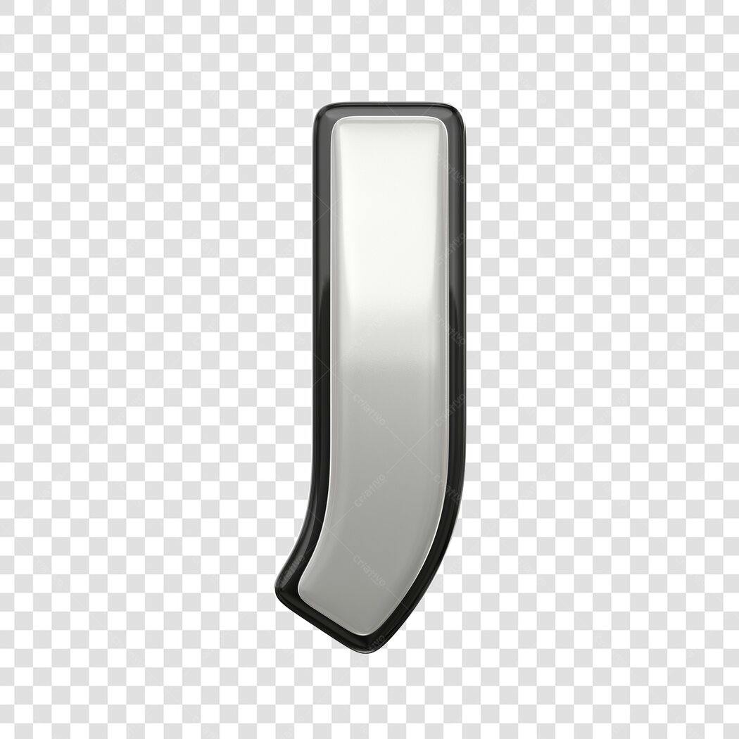 Elemento 3D Letra I Maiúscula Prata Brilhante PNG Fundo Transparente