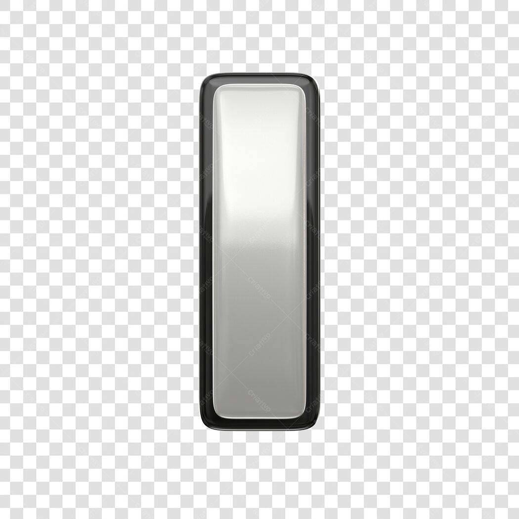 Elemento 3D Letra I Prata Metalizado PNG Fundo Transparente