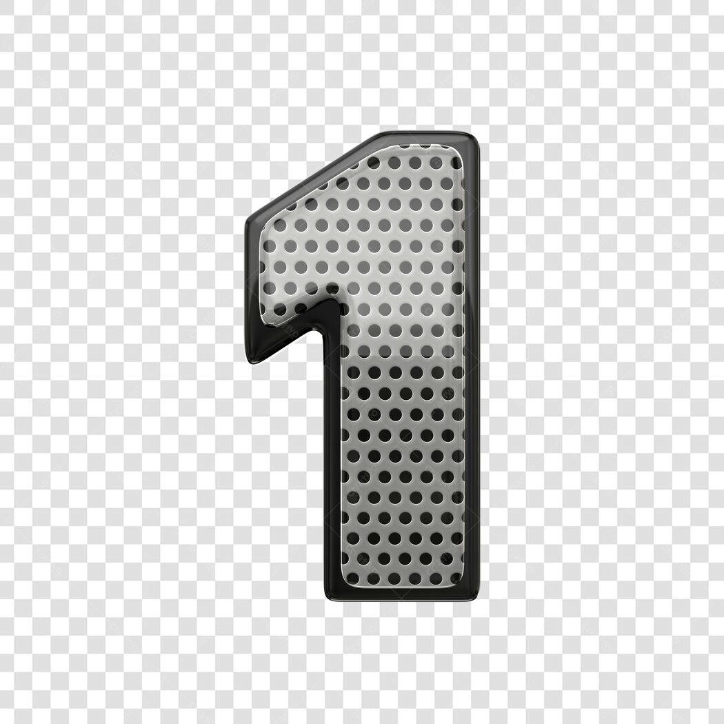 Elemento 3D Número 1 Metal Perfurado PNG Fundo Transparente