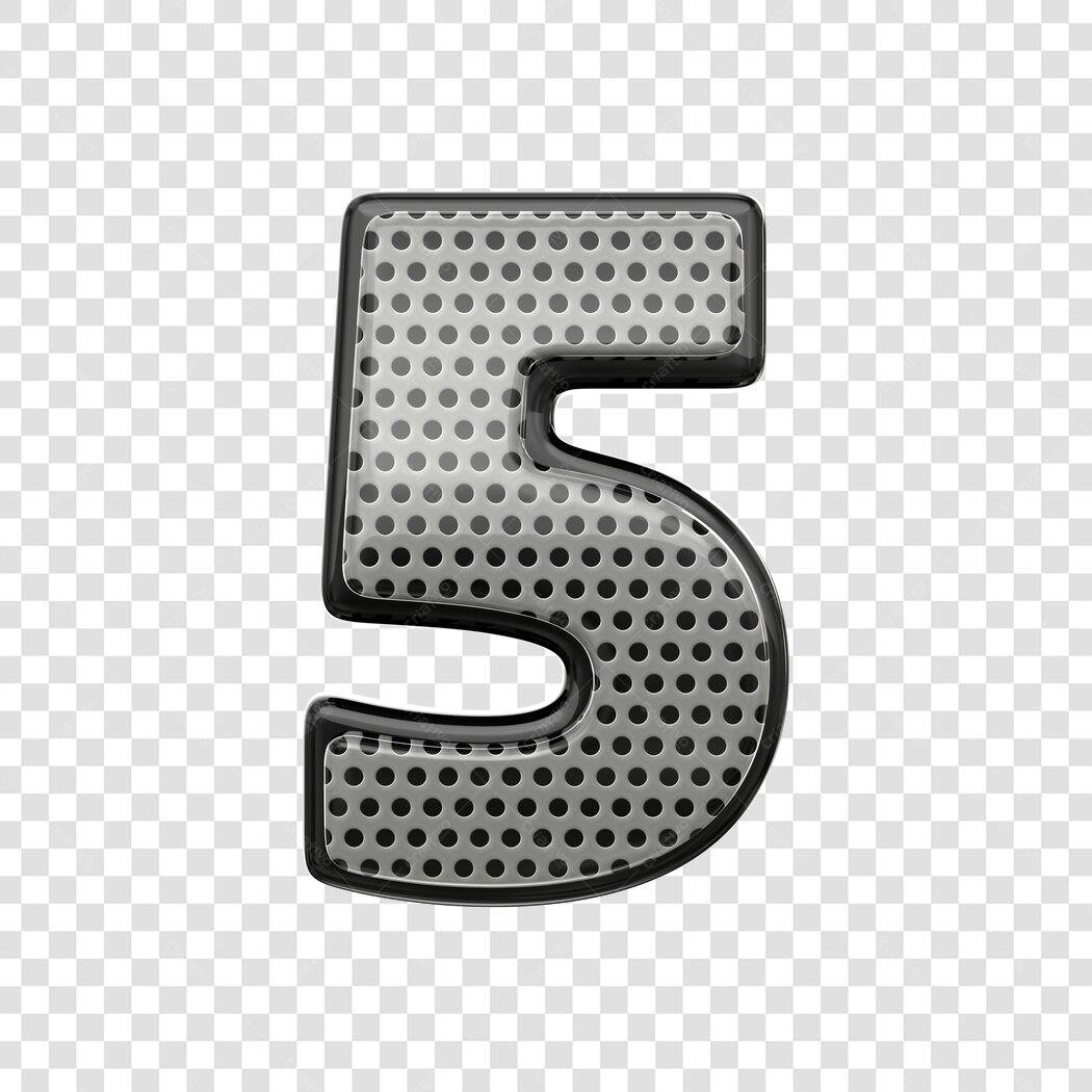 Elemento 3D Número 5 Metal Perfurado PNG Fundo Transparente