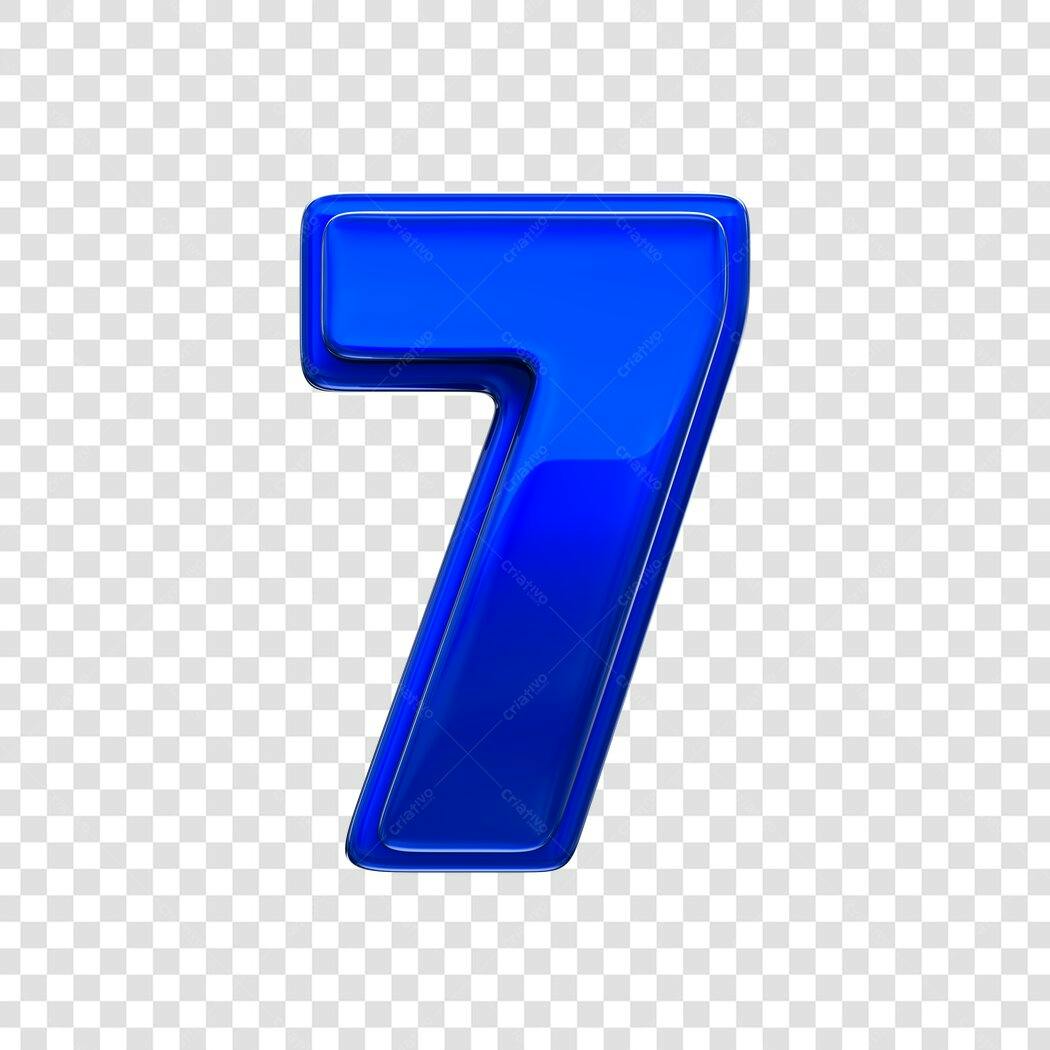 Elemento 3D Número 7 Azul Brilhante PNG Fundo Transparente