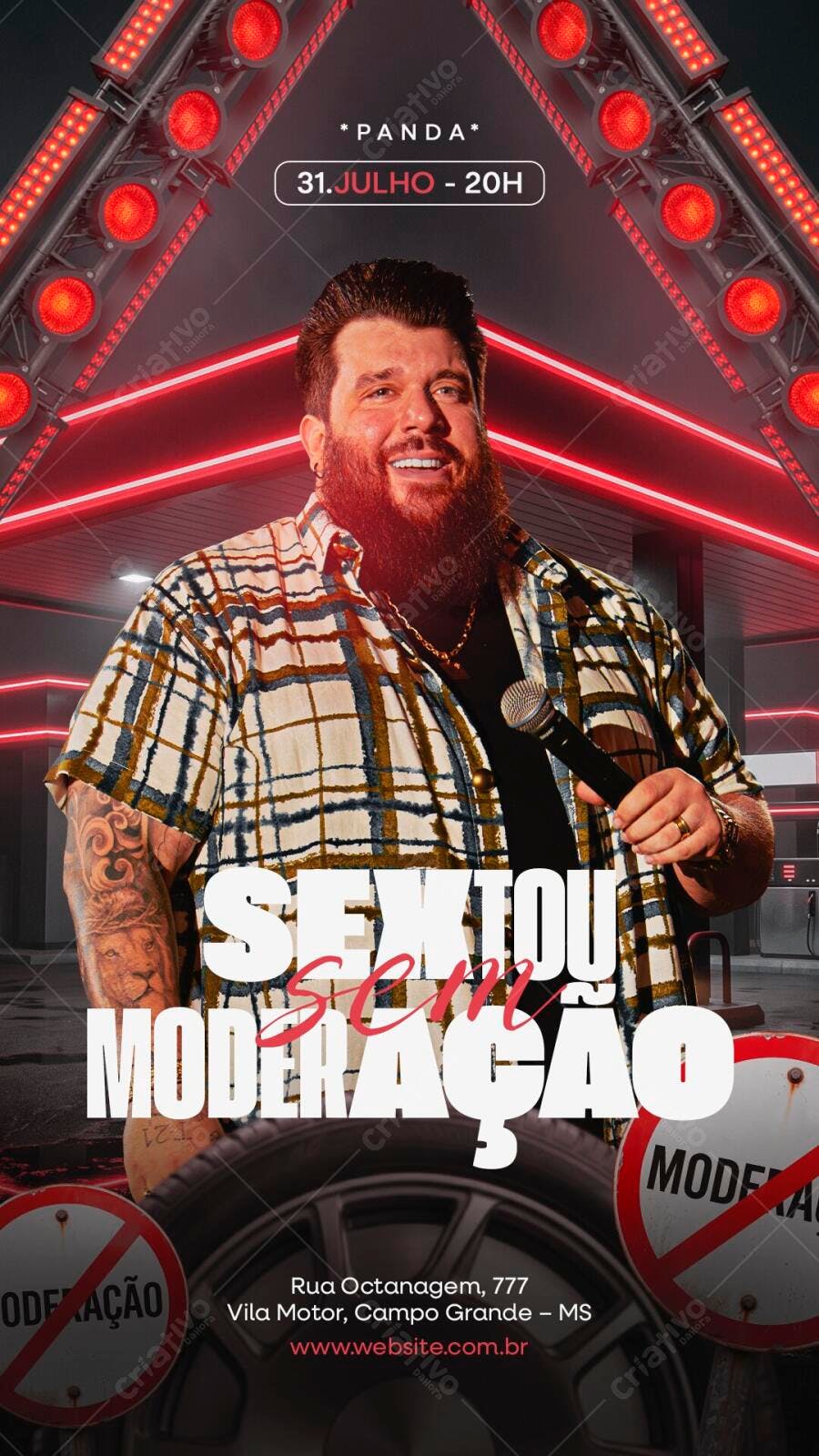 Flyer Festa Sertaneja Balada Noturna PSD Editável