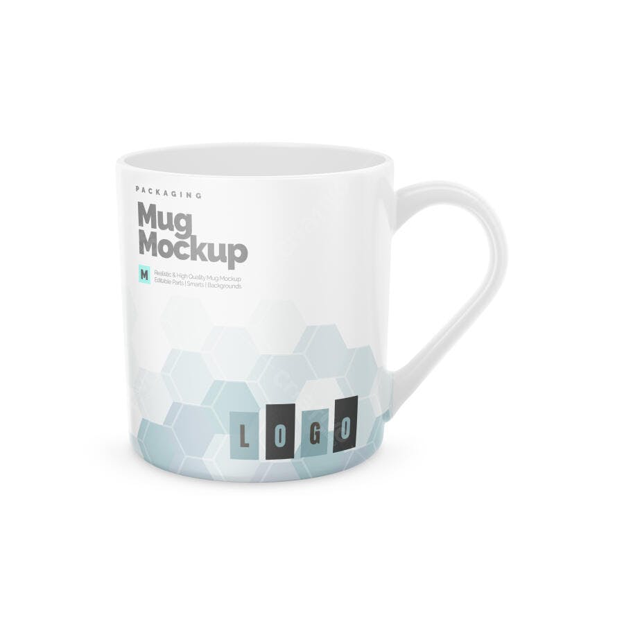 Mockup Caneca Branca Cerâmica Frontal Editável