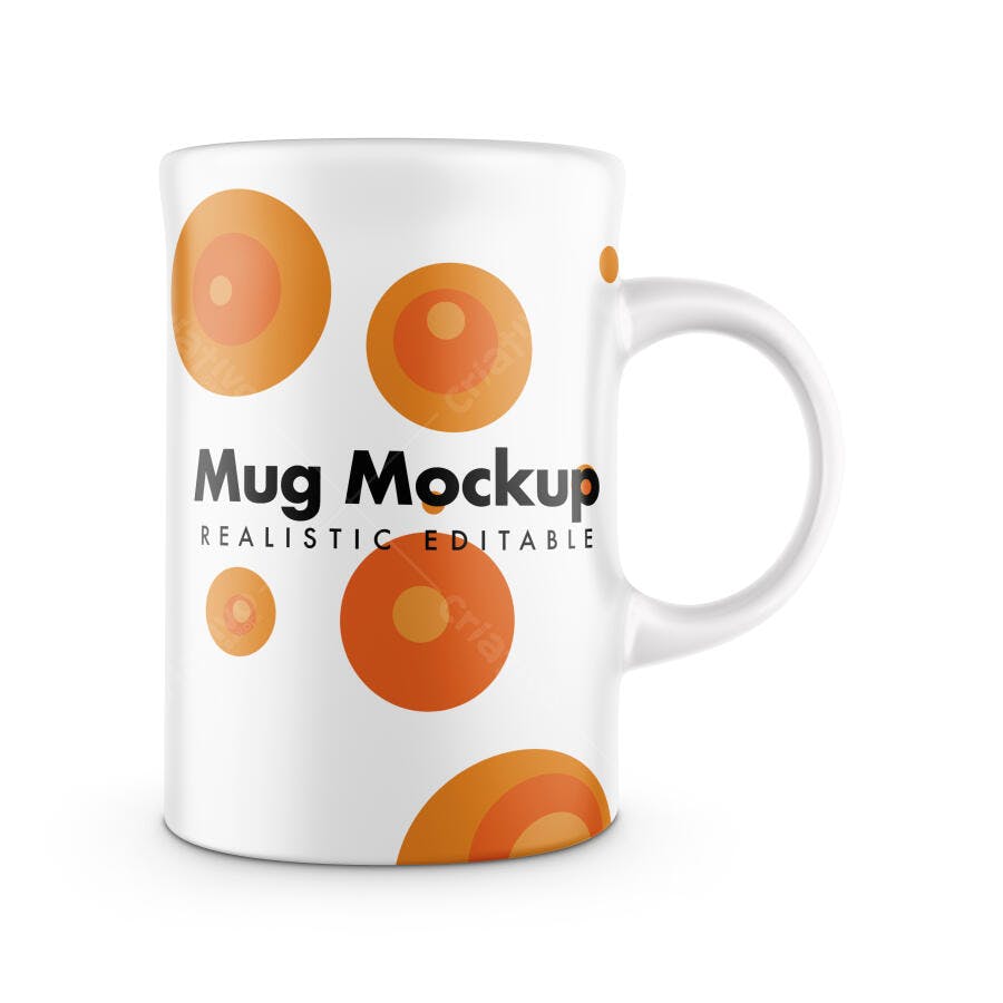 Mockup Caneca Branca Realista Frontal Fundo Limpo Editável