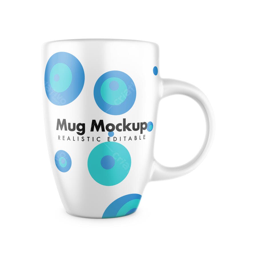 Mockup Caneca Branca Realista Fundo Limpo Editável