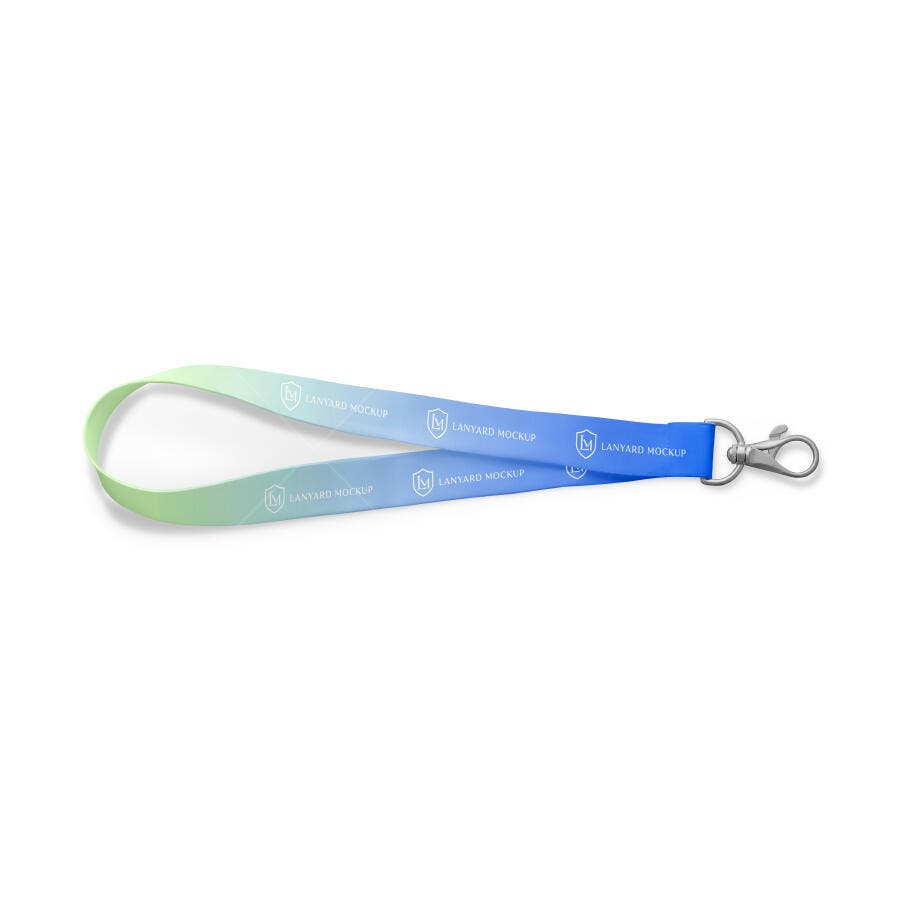 Mockup Cordão Crachá Lanyard Fundo Branco Editável