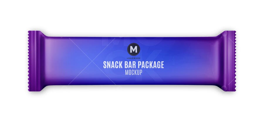Mockup Embalagem Barra de Cereal Frontal Fundo Branco Editável