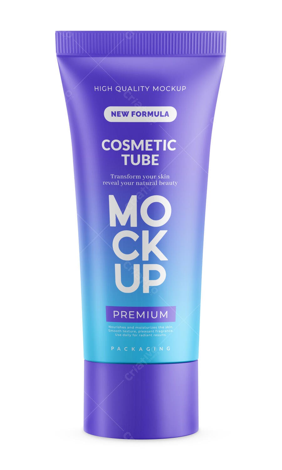 Mockup Tubo Cosmético Plástico Frontal Fundo Branco Editável