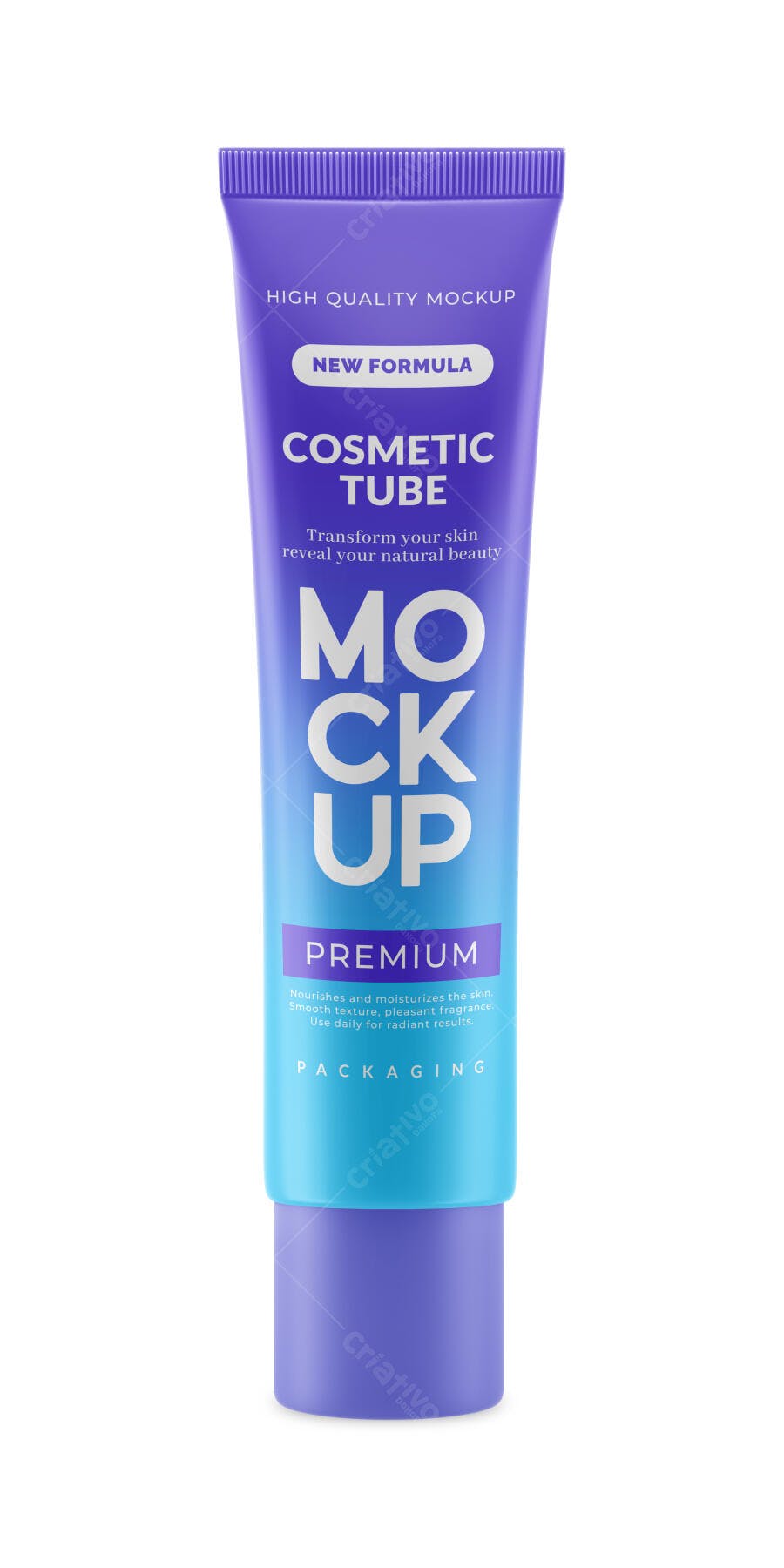 Mockup Tubo Cosmético Plástico Frontal Fundo Branco Editável
