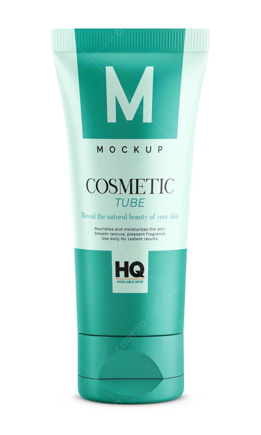 Mockup Tubo Cosmético Plástico Frontal Fundo Branco Editável
