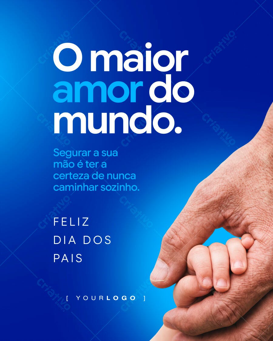 Post Dia dos Pais Agosto Mão Pai e Filho PSD Editável