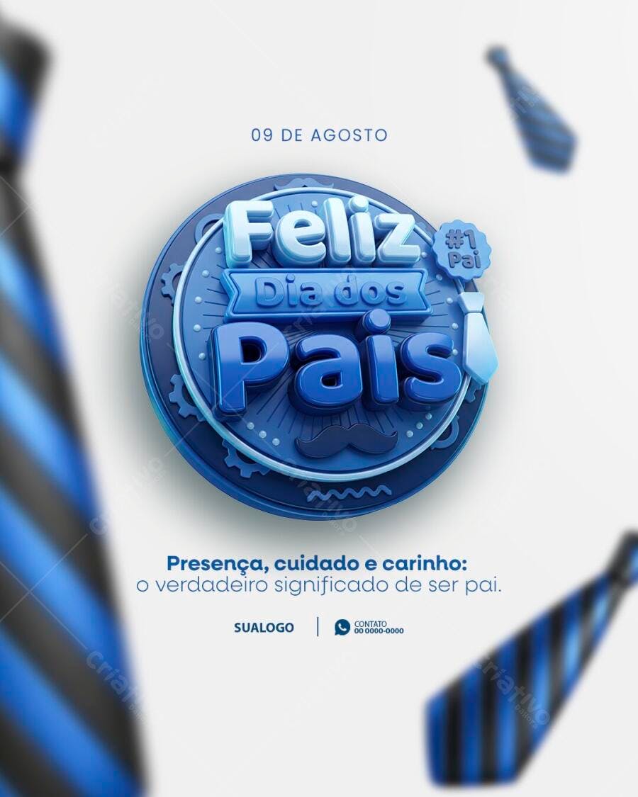 Post Dia dos Pais Agosto PSD Editável