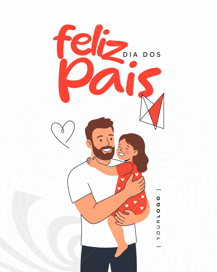 Post Instagram Dia dos Pais Agosto Ilustração PSD Editável