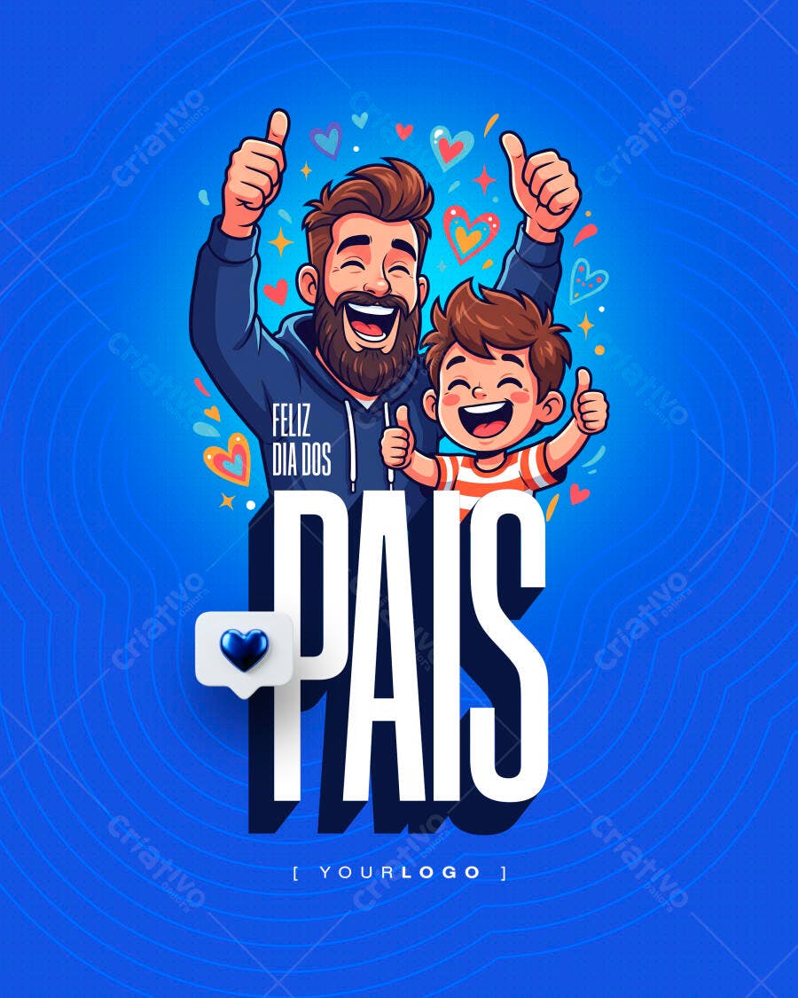 Post Instagram Dia dos Pais Agosto PSD Editável