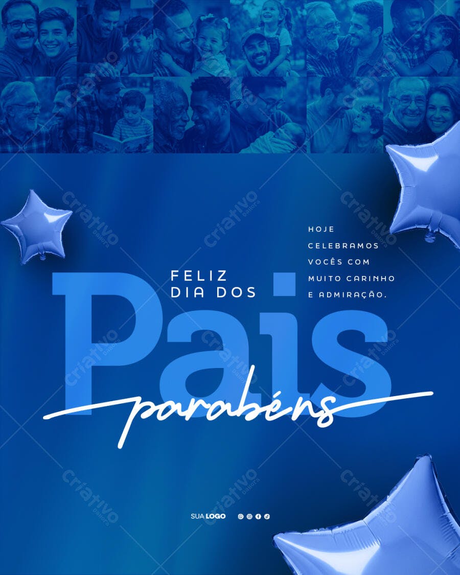 Post Instagram Dia dos Pais Agosto PSD Editável