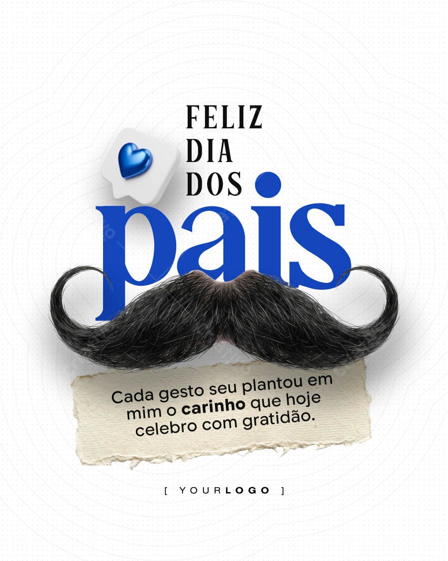 Post Instagram Dia dos Pais Bigode Azul PSD Editável