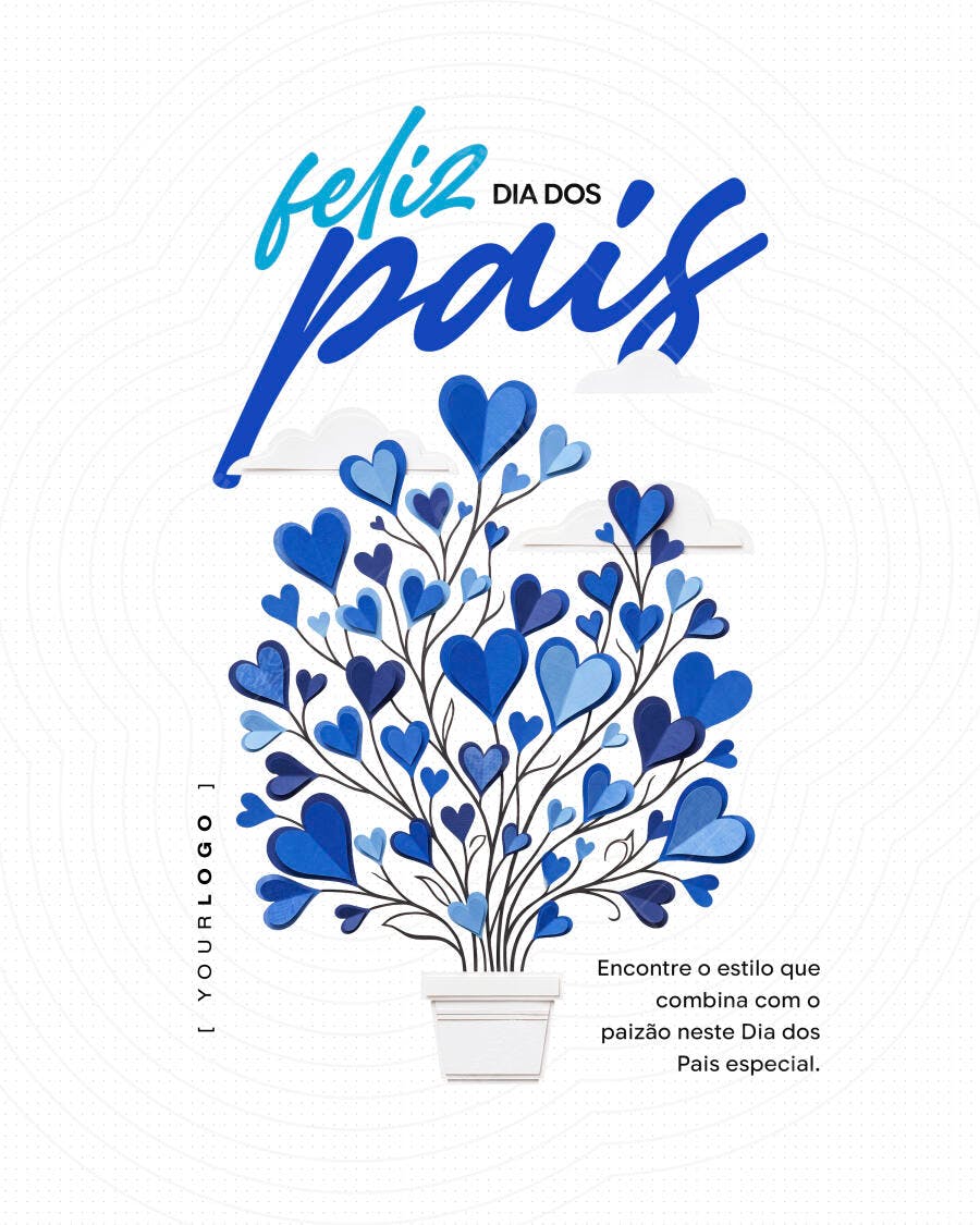 Post Instagram Dia dos Pais Corações Azuis PSD Editável