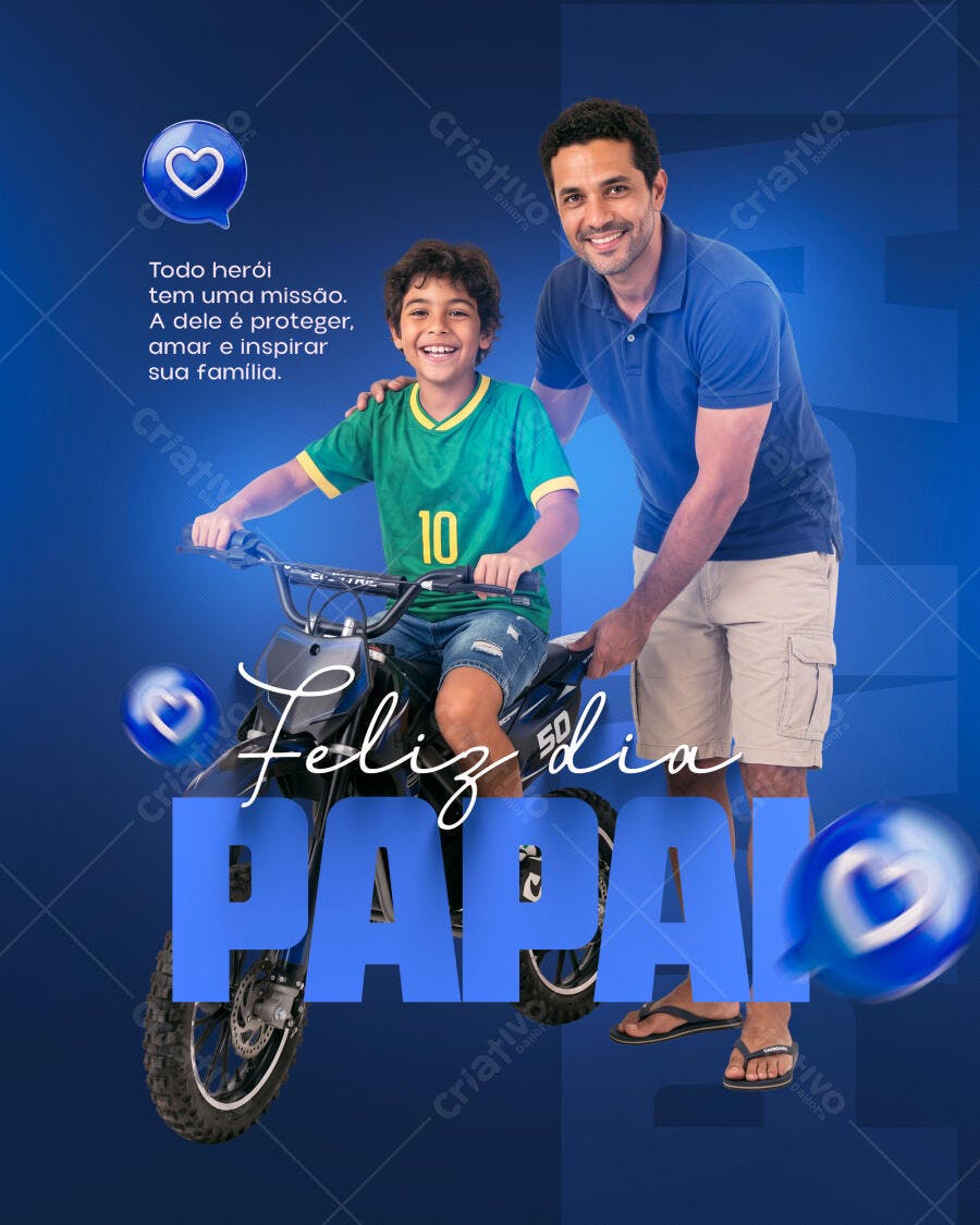 Post Instagram Dia dos Pais Família Azul PSD Editável