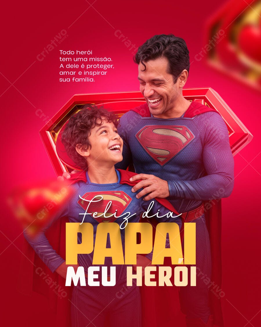Post Instagram Dia dos Pais Super-Herói PSD Editável