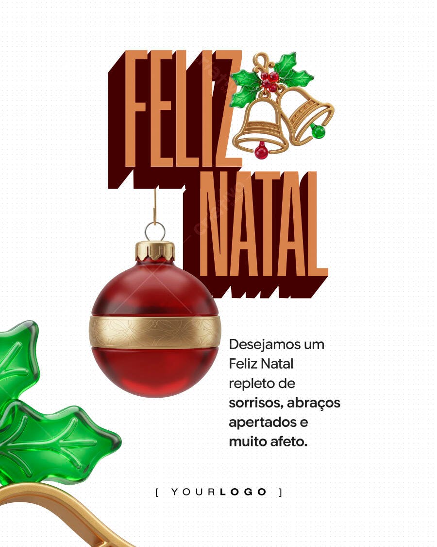 Post Instagram Feliz Natal Dezembro PSD Editável