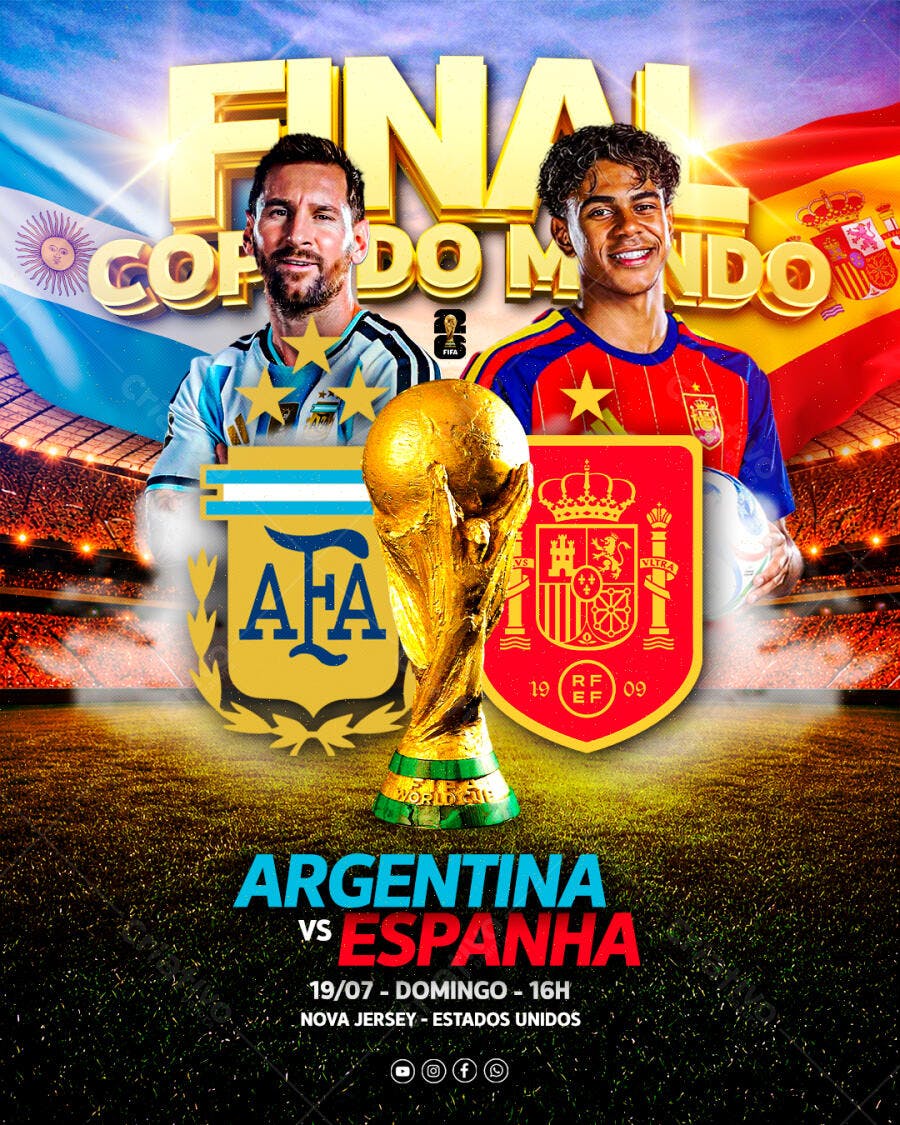 Post Instagram Final Copa do Mundo Futebol PSD Editável