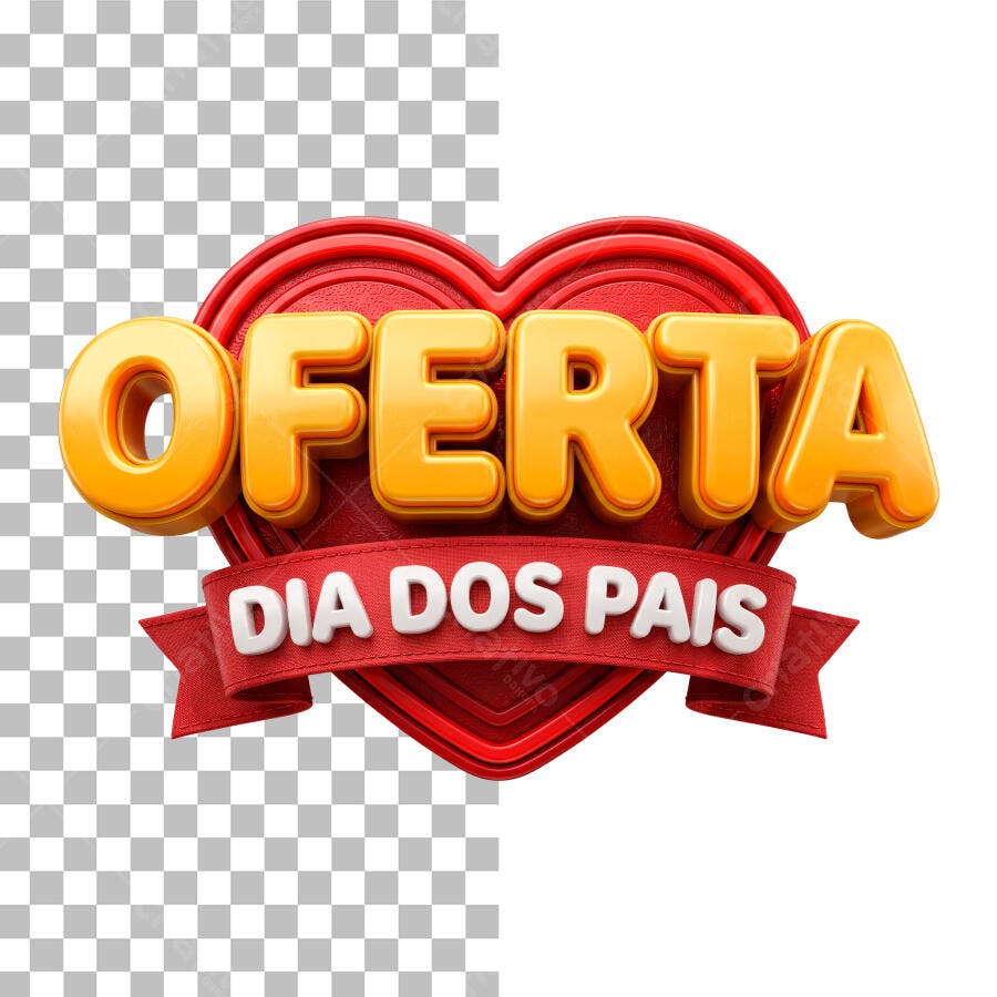 Selo 3D Oferta Dia dos Pais Vermelho e Laranja PNG Transparente