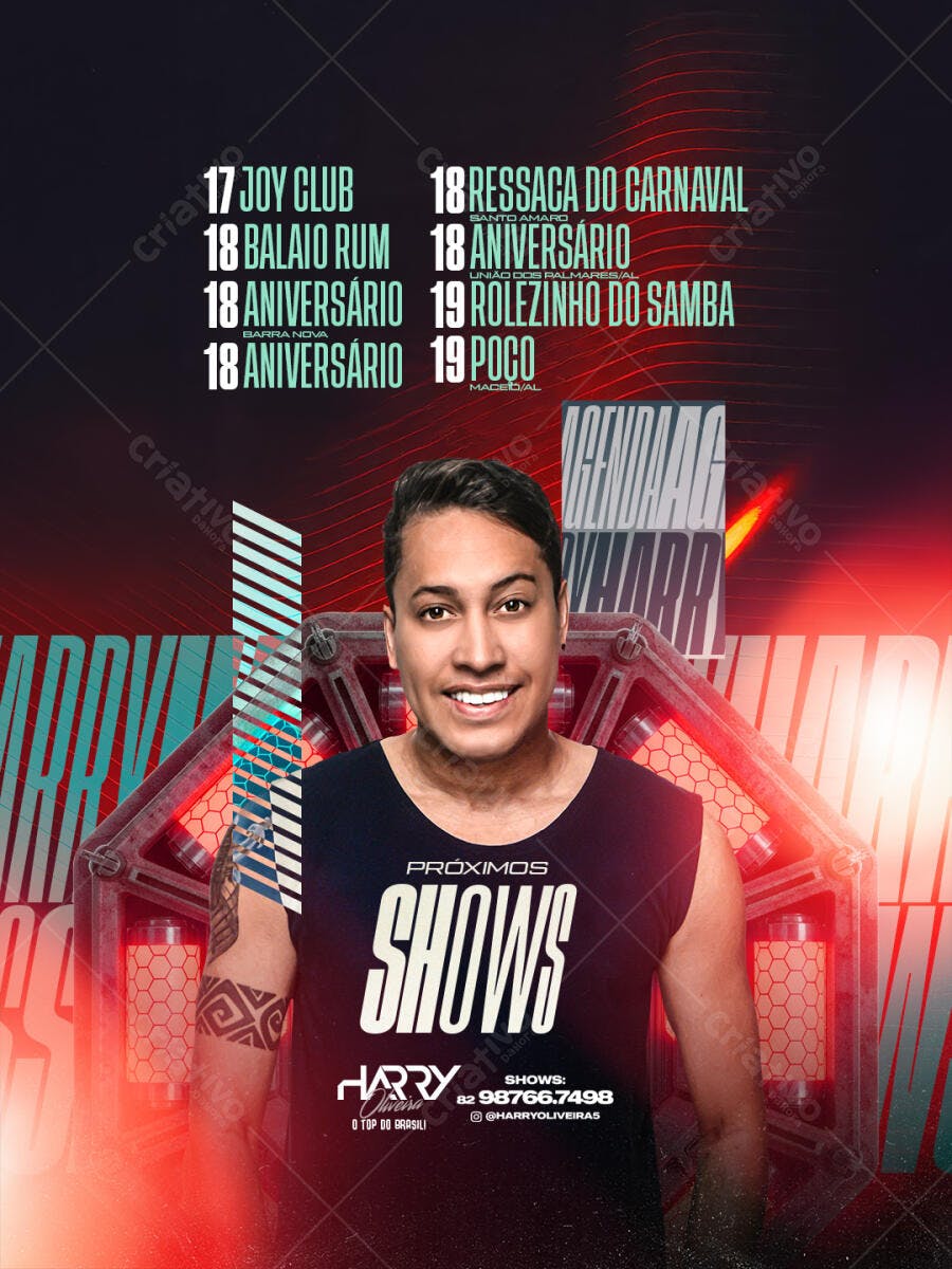 Flyer Agenda Shows Artista Musical PSD Editável