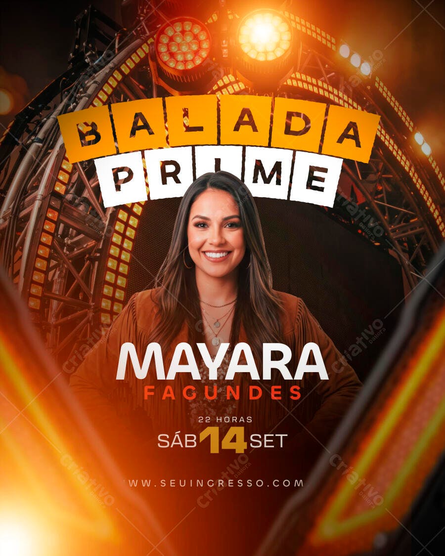 Flyer Balada Prime Show Musical Setembro PSD Editável