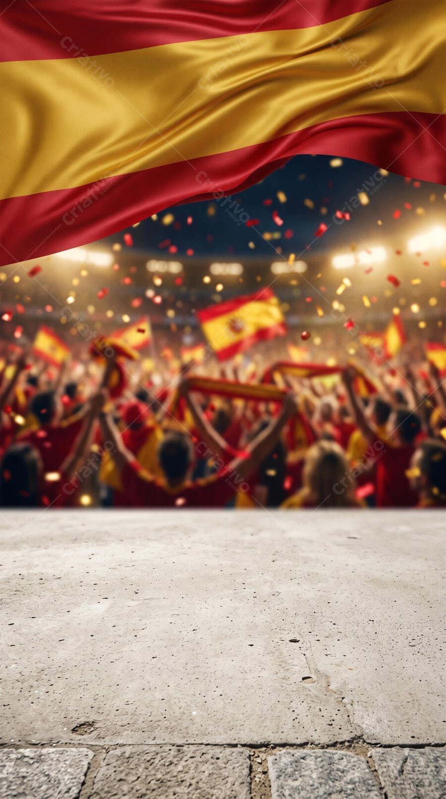 Foto Bandeira Espanha Torcida Estádio Confetes Celebrando