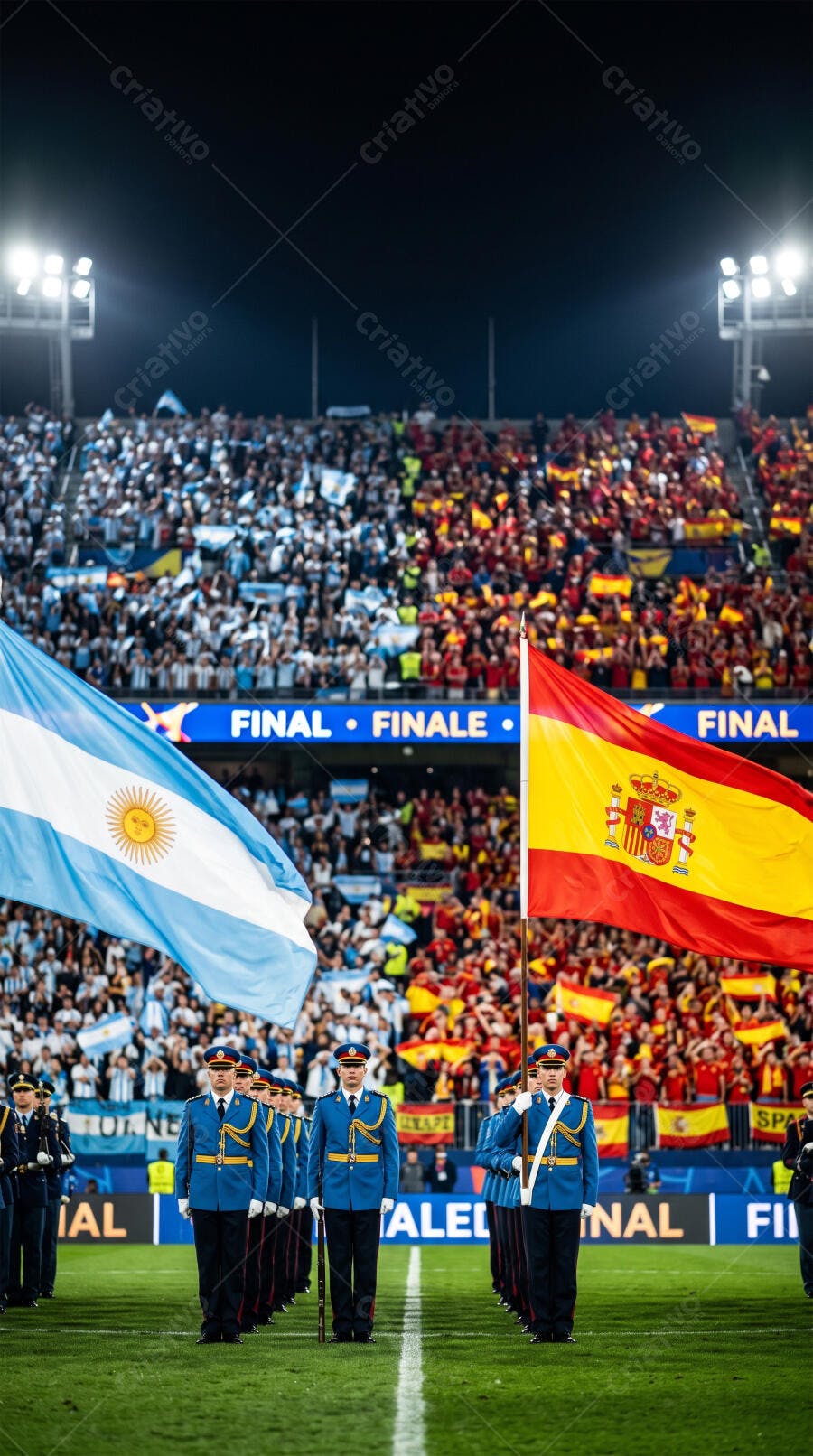 Foto Estádio Futebol Bandeiras Argentina Espanha Torcida