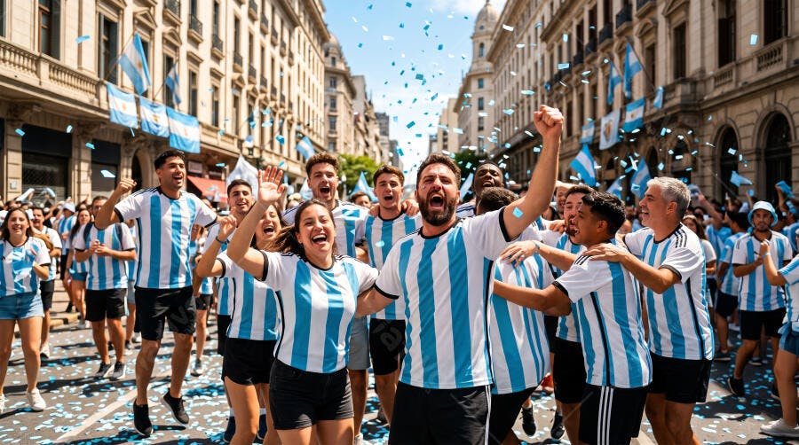 Foto Multidão Celebrando Vitória Futebol Confetes Rua
