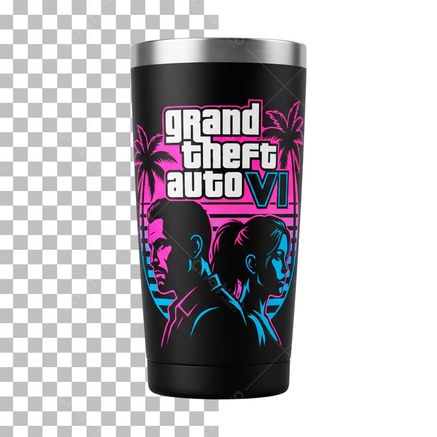 Mockup Copo Térmico GTA VI Vice City PSD Editável