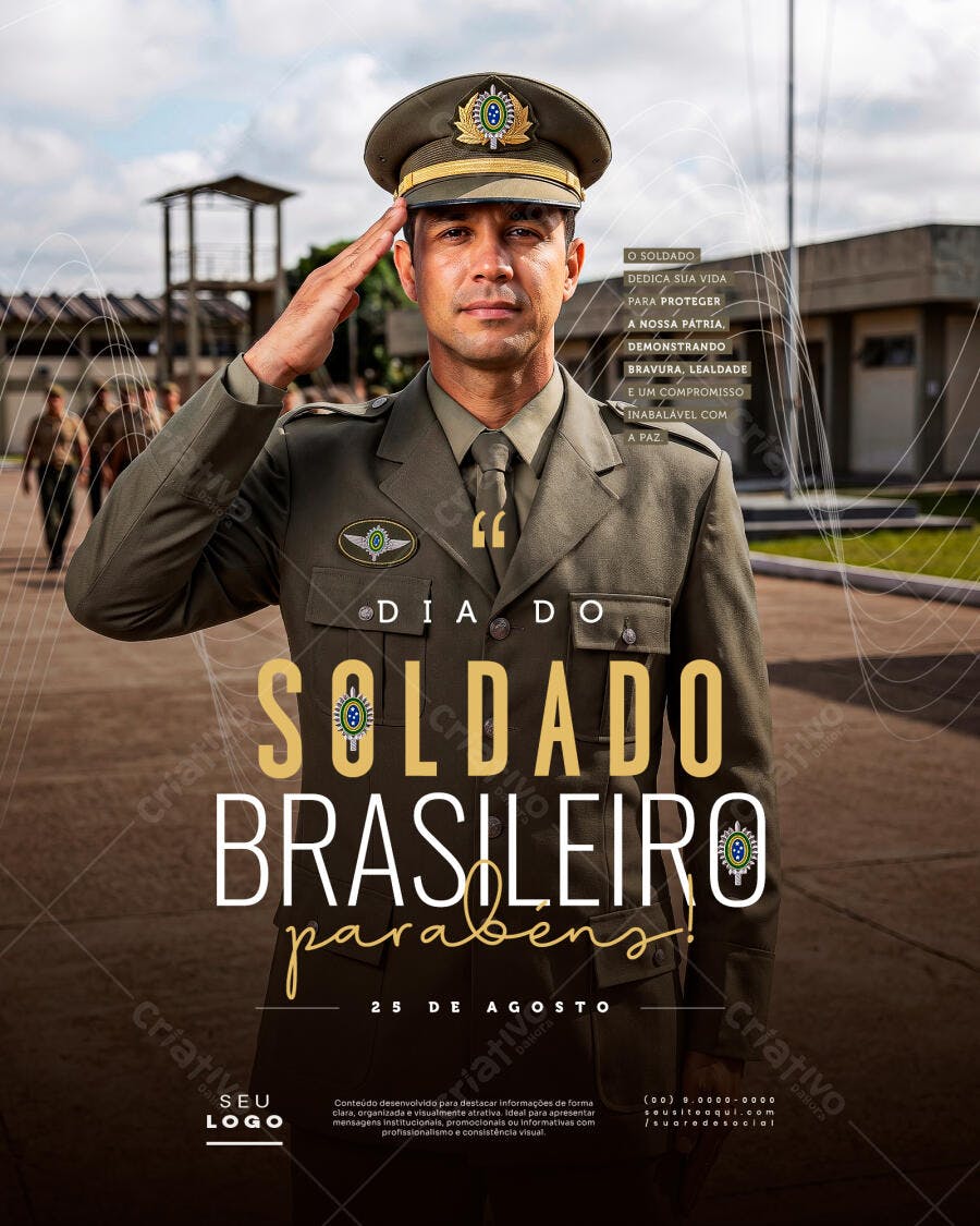 Post Dia do Soldado Brasileiro 25 de Agosto PSD Editável