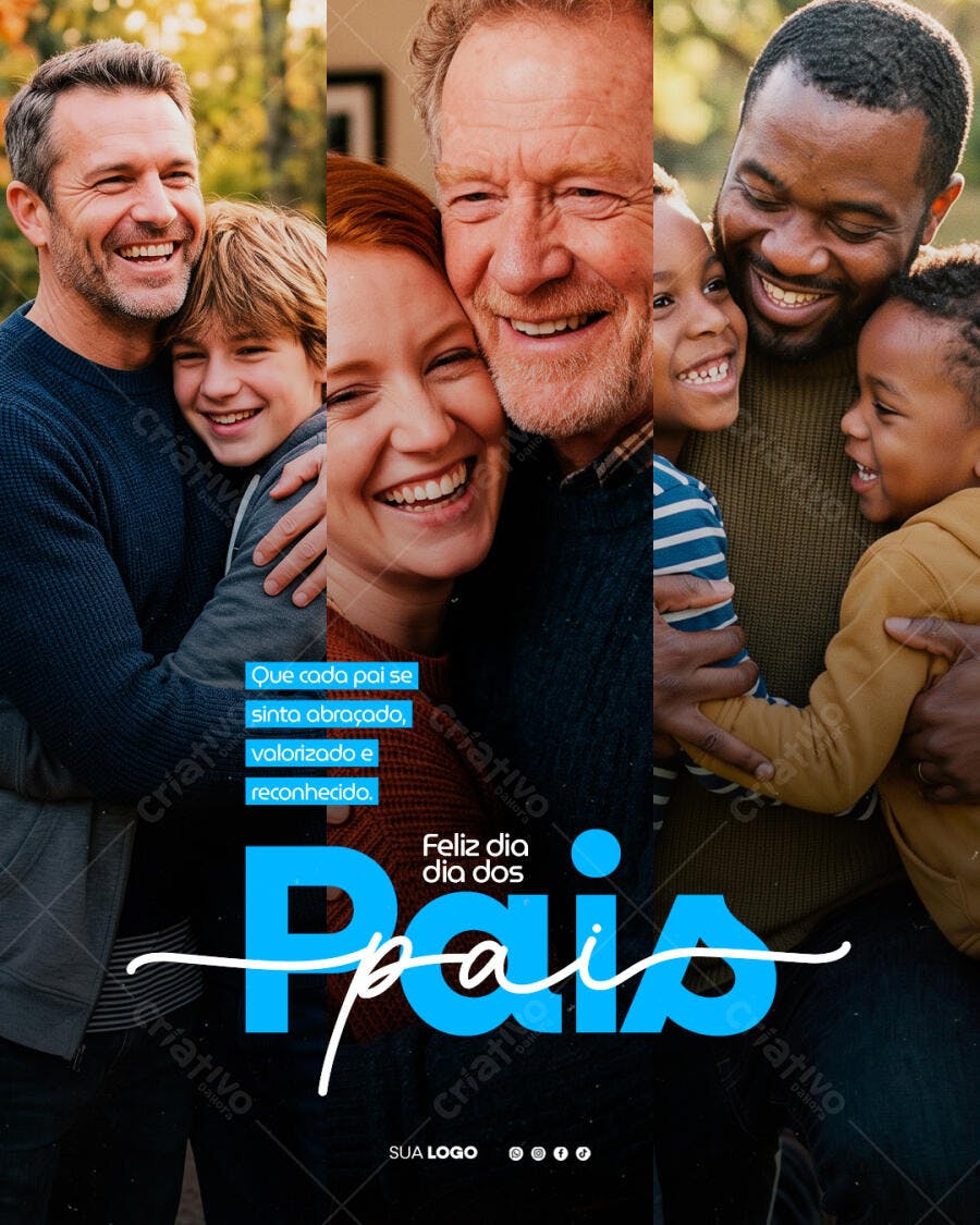 Post Dia dos Pais Agosto Família PSD Editável