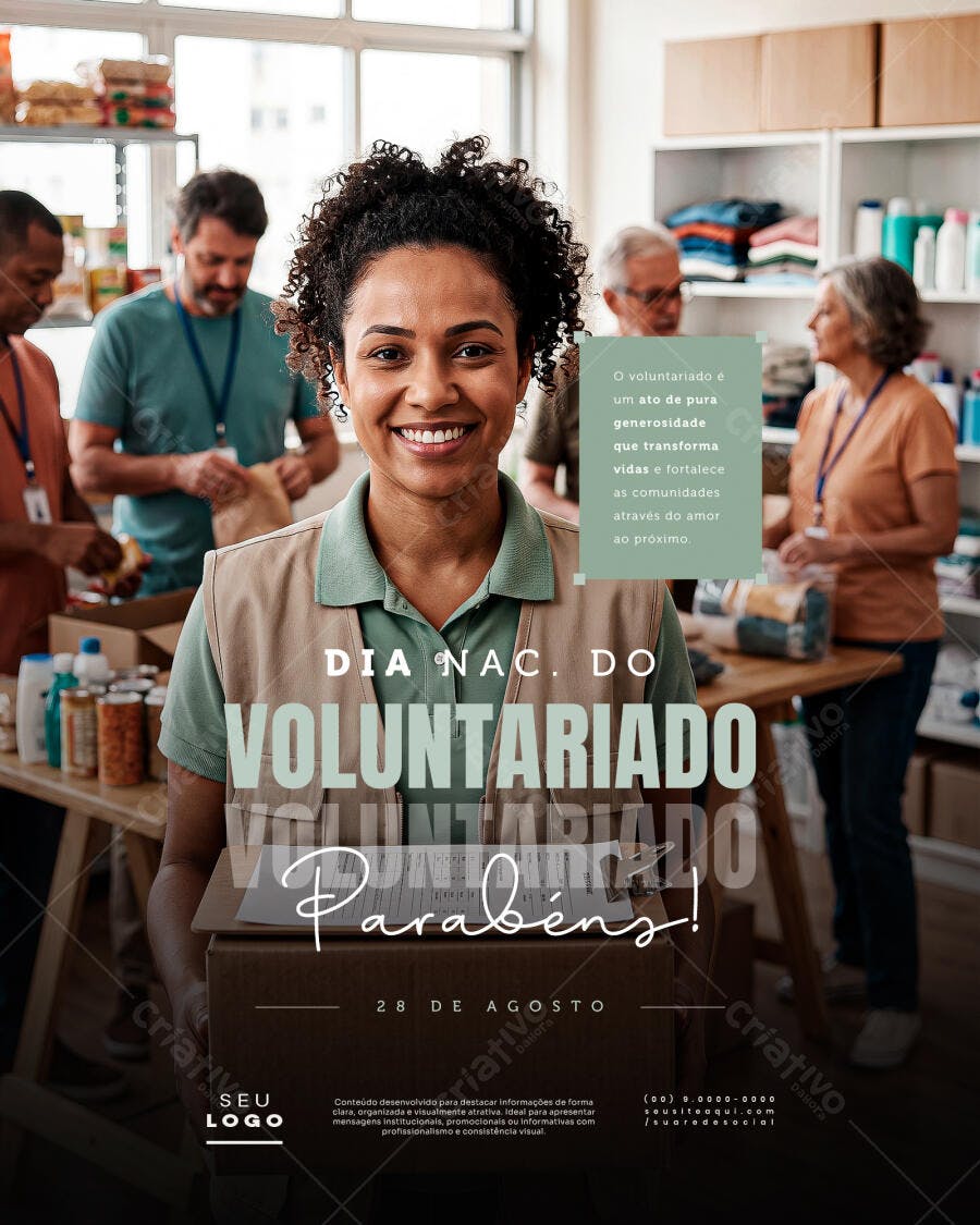 Post Dia Nacional do Voluntariado 28 de Agosto PSD Editável