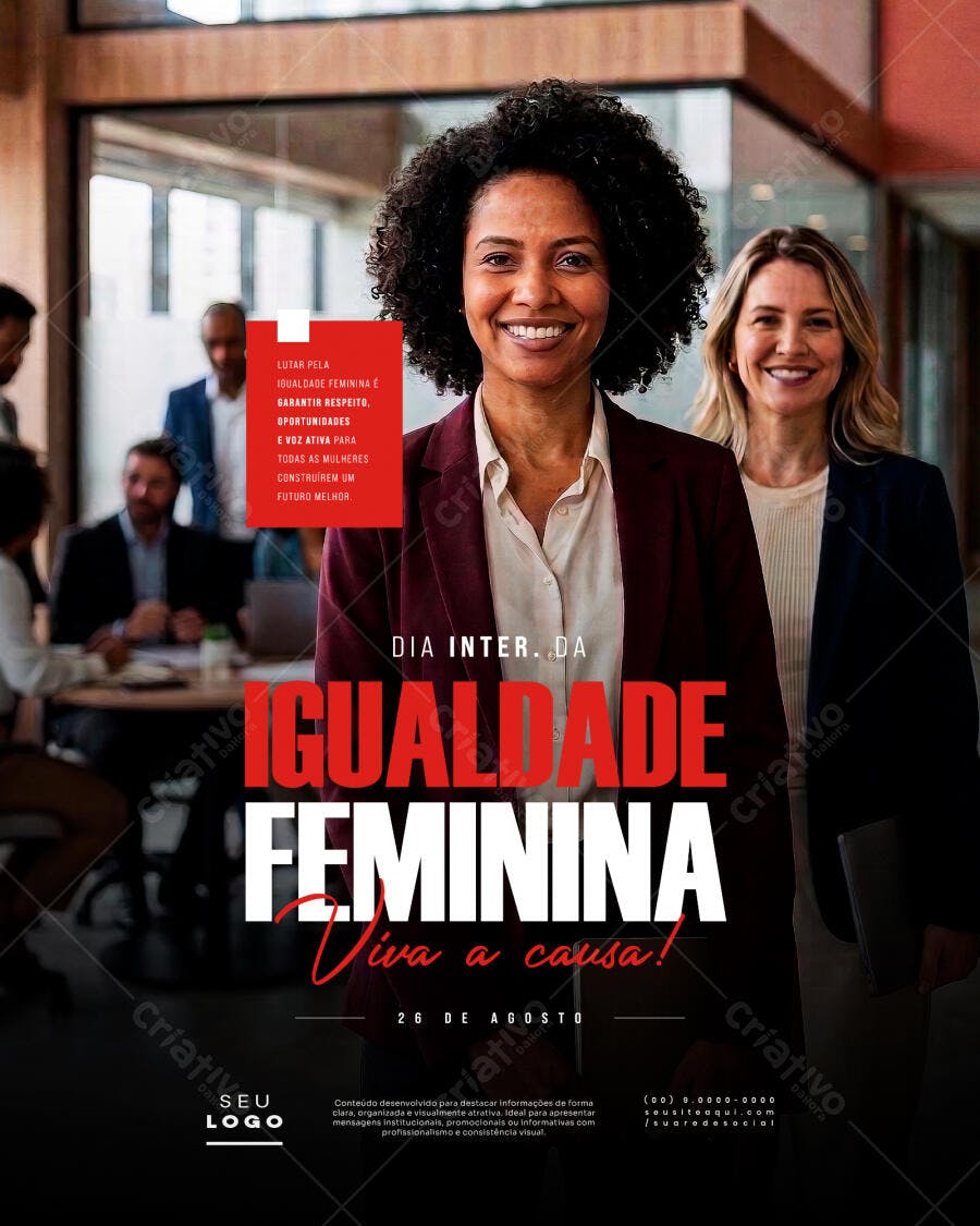Post Instagram Dia da Igualdade Feminina PSD Editável
