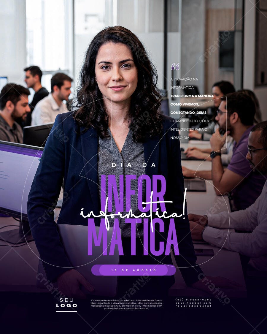 Post Instagram Dia da Informática 15 de Agosto PSD Editável