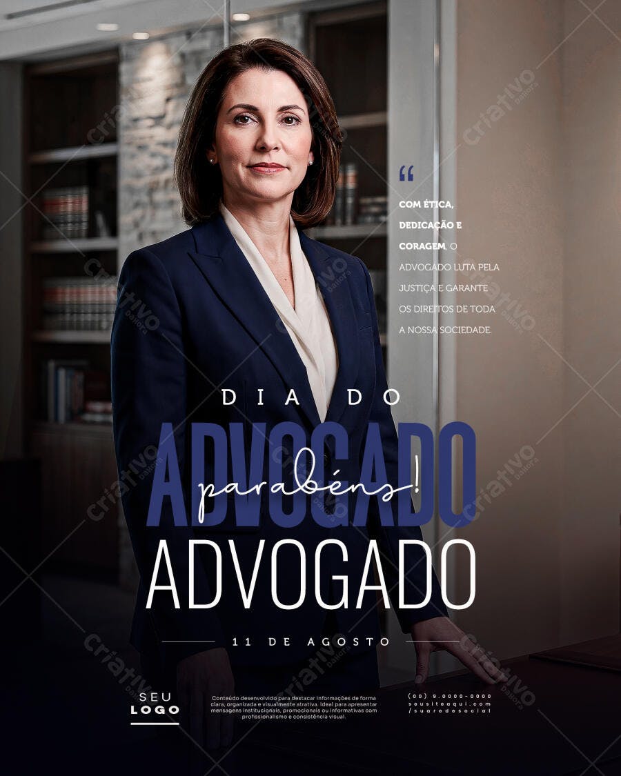 Post Instagram Dia do Advogado 11 de Agosto PSD Editável