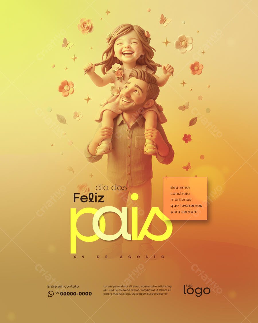 Post Instagram Dia dos Pais Agosto PSD Editável